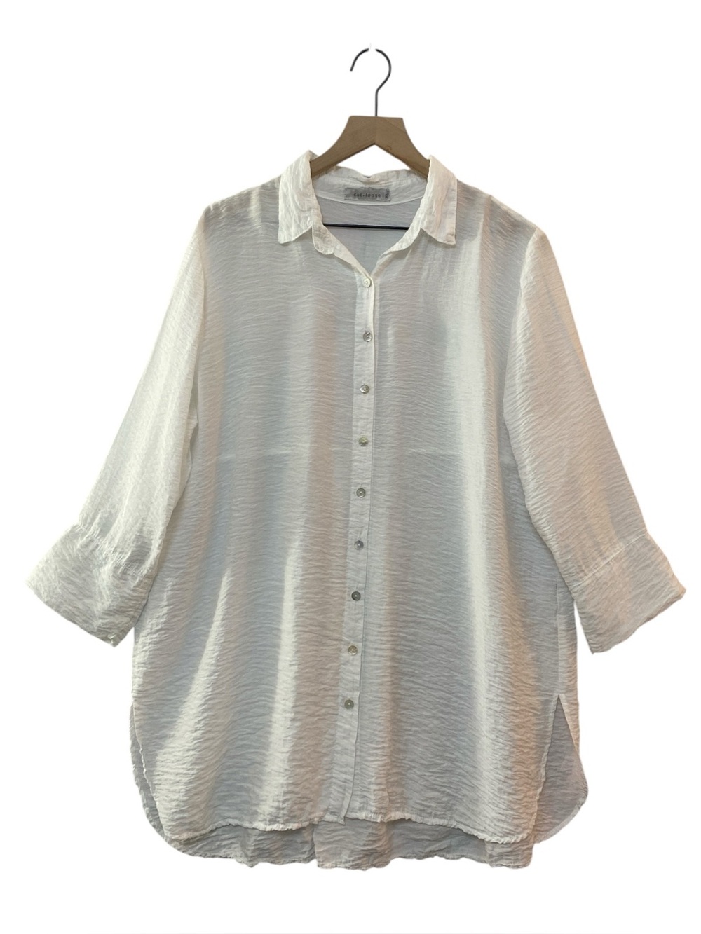 Cut Loose White Rayon Blend Tunic Top Size XL Crinkled Texture Lightweight